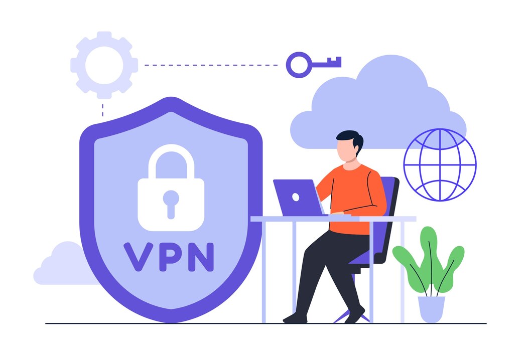 Hand-drawn flat design VPN illustration