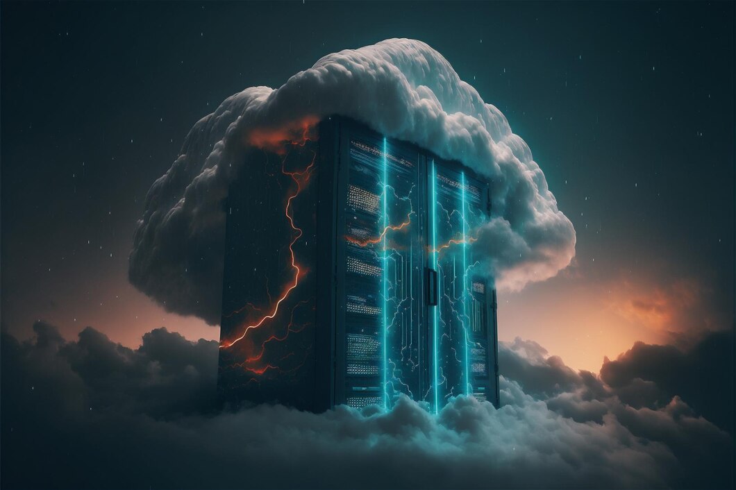 VPN server with cloud storm over it